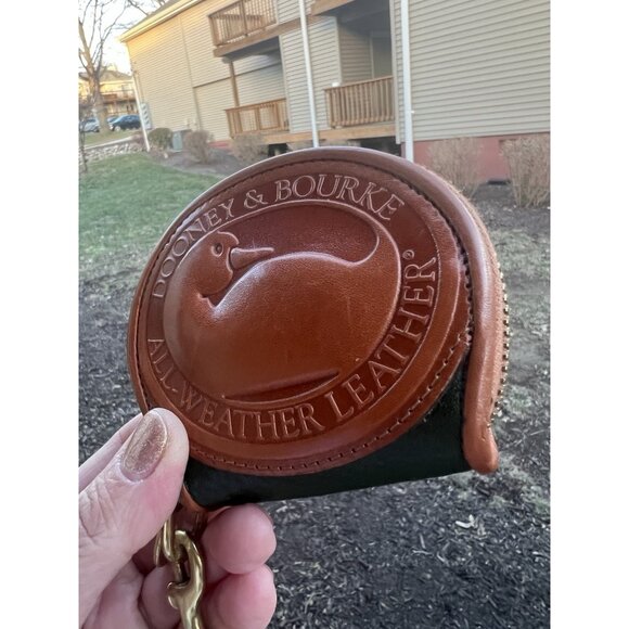 Vintage 90s Dooney & Bourke Big Duck Leather forest green coin purse preppy - Picture 13 of 14